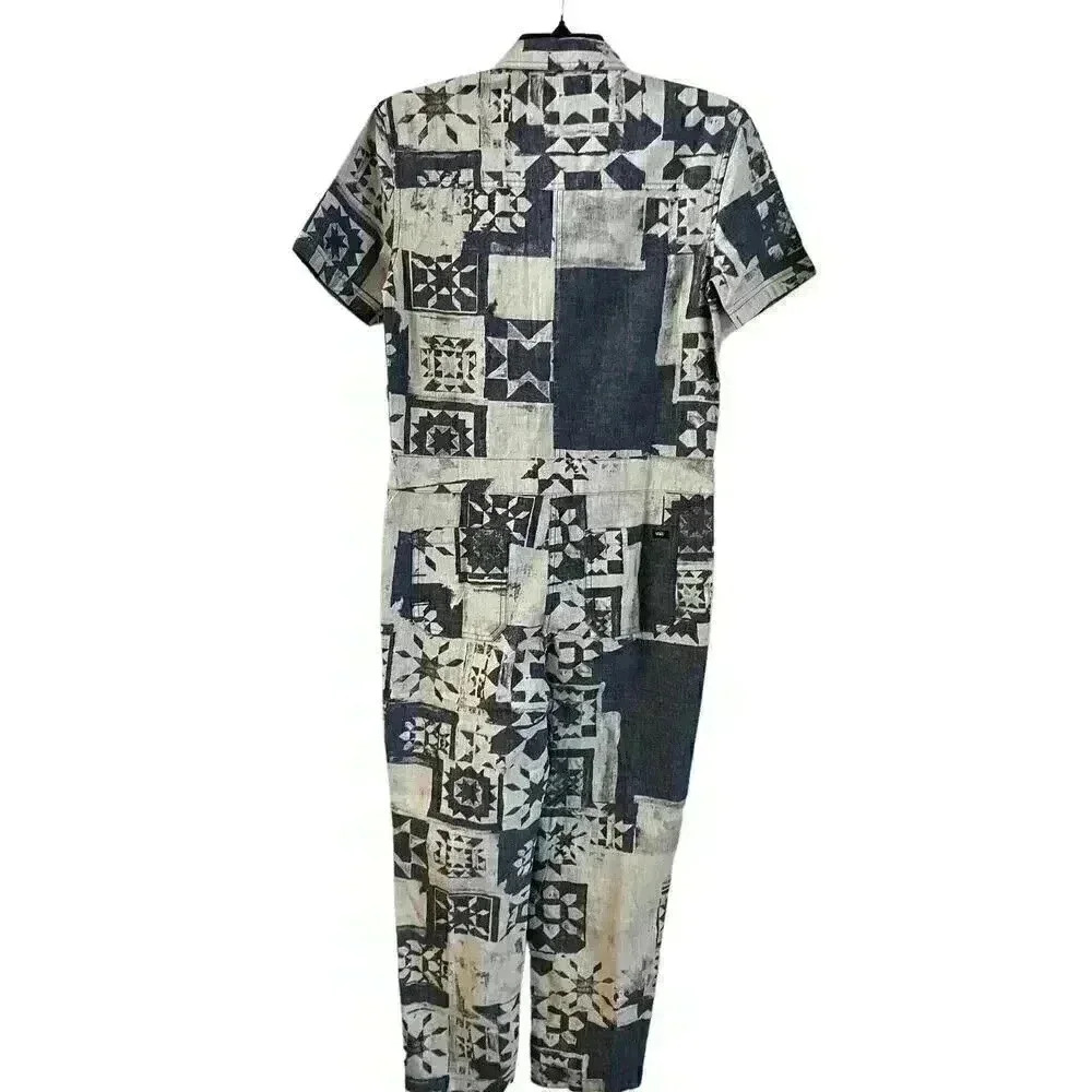 Vans Women's Morro Coveralls Jumpsuit Blue Patchwork Brand Size XS NWT - Picture 2 of 6